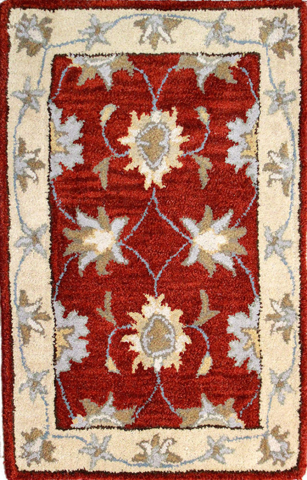 Traditional rugs with burgundy and beige